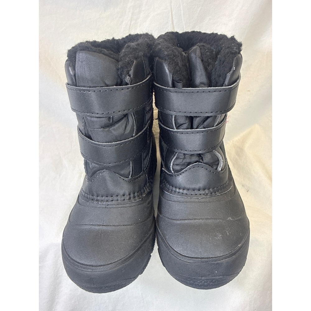 Wonder Nation Kids Black Pink Faux Fur Lined Winter Snow Boots Size 11